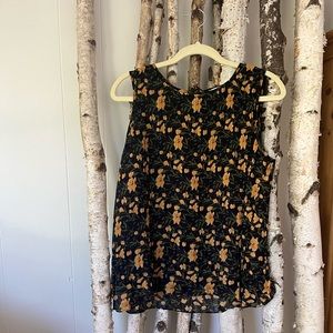 Floral Semi Sheer Double Layered Blouse
